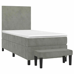 Avis Maison Chic Lit Adulte - Lit simple Lit à sommier tapissier et matelas moelleux - Meuble de Chambre - Gris clair 90x200 cm Velours -MN41723