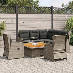 vidaXL Salon de jardin 6 pcs avec coussins Gris Résine tressée