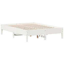 Vidaxl Cadre de lit blanc 140x190 cm bois de pin massif