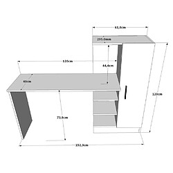 Vente-Unique Bureau avec armoire de rangements - Coloris : Naturel et blanc - MILARIA pas cher