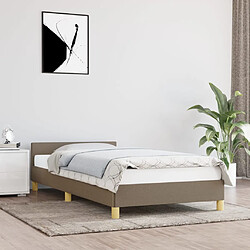 vidaXL Cadre de lit avec tête de lit sans matelas taupe 90x190cm tissu