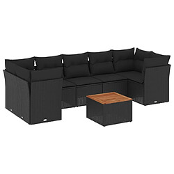 Maison Chic Ensemble Tables et chaises d'extérieur 6pcs avec coussins,Salon de jardin noir résine tressée -GKD136115