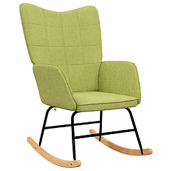 Avis vidaXL Chaise à bascule avec tabouret Vert Tissu