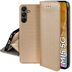 Htdmobiles Housse etui portefeuille avec coque interieure en silicone pour Samsung Galaxy M15 5G + film ecran - OR MAGNET