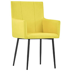 Decoshop26 Lot de 2 chaises de salle à manger cuisine avec accoudoirs design moderne tissu jaune CDS020139