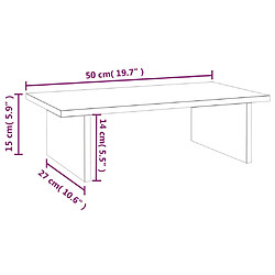 vidaXL Support de moniteur Gris 50x27x15 cm Bois de pin solide pas cher