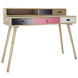 Pegane Bureau en MDF coloris naturel de 5 tiroirs multicolore - Longueur 120 x Hauteur 98,5 x Profondeur 50 cm