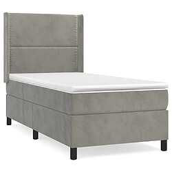 vidaXL Sommier à lattes de lit et matelas Gris clair 90x190 cm Velours