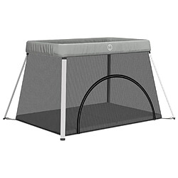 vidaXL Parc pour bébé avec matelas Gris clair Tissu de lin