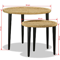 vidaXL Table basse 2 pcs jute naturelle pas cher