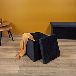 The Home Deco Factory Pouf coffre pliable en velours Rétro bleu nuit.