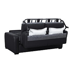 Vente-Unique Canapé 4 places convertible express en cuir noir matelas 14 cm BEVIS pas cher