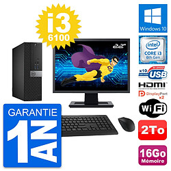 PC Dell 5040 SFF Ecran 22" Core i3-6100 RAM 16Go Disque 2To HDMI Windows 10 Wifi - Occasion