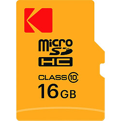 KODAK Carte mémoire Micro SDHC 16 Go avec adaptateur - Solution de stockage haute vitesse - Noir