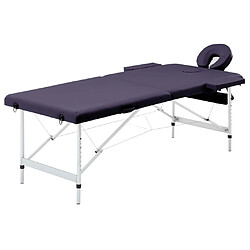 vidaXL Table de massage pliable 2 zones Aluminium Violet