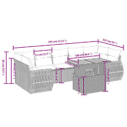 Acheter vidaXL Salon de jardin 8 pcs avec coussins noir résine tressée