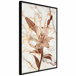 Paris Prix Affiche Murale Encadrée Lily on Marble Background 30 x 45 cm Noir