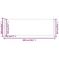 vidaXL Auvent latéral rétractable de patio 220x600 cm Crème pas cher