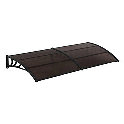 Helloshop26 Auvent de porte marquise résistante aux intempéries ABS polycarbonate aluminium 240 x 100 cm noir marron 03_0004672