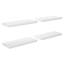 Maison Chic Lot de 4 Étagère murale flottante,Etagère de rangement Blanc brillant 60x23,5x3,8cm MDF -MN67052