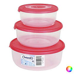 Totalcadeau 3 Lunch boxes (0,5 - 1 - 2 L) Boîte Repas Fermeture pour Conservation Couleur - Corail pas cher