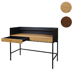 Mendler Bureau HWC-J79, table d'ordinateur de bureau, tiroir 120x50cm bois métal ~ aspect chêne