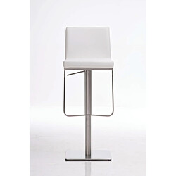 Avis Decoshop26 Tabouret de bar x1 avec repose-pieds plaque de base carrée en acier inoxydable assise en PVC blanc 10_0005309