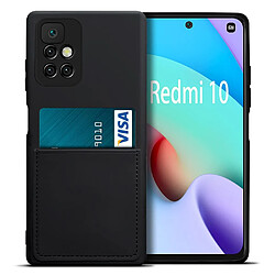 Coque en silicone avec porte-carte noir pour votre Xiaomi Redmi 10/Redmi 10 Prime