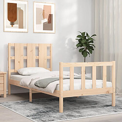 Maison Chic Lit adulte - Cadre Structure de lit avec tête de lit Contemporain 90x190 cm bois massif -MN54104