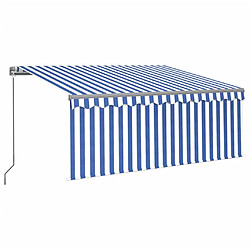 Maison Chic Auvent manuel rétractable,Store manuel de porte et store et LED 3x2,5 m Bleu et blanc -GKD25511