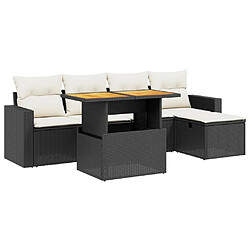 Maison Chic Ensemble Tables et chaises d'extérieur 6pcs avec coussins,Salon de jardin noir résine tressée -GKD211753