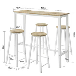 Avis SoBuy OGT22-WN Ensemble Table de Bar Bistrot + 4 Tabourets de Bar avec Repose-Pieds-Blanc