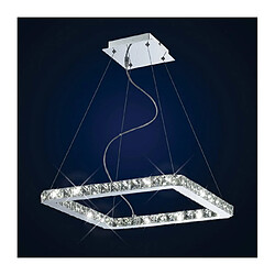 Luminaire Center Suspension Galaxy carré Small 24W LED 6000K chrome poli/cristal