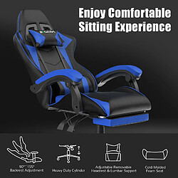 RATTANTREE Chaise de Gaming avec Repose-Pied, siège gaming, fauteuil gaming, Dossier Inclinable à 155, chaise bureau gaming avec appuie-tête, Noir Bleu pas cher