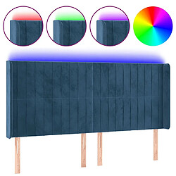 Maison Chic Tête de lit moderne à LED lumineuse pour chambre - Décoration de lit Bleu foncé 163x16x118/128 cm Velours -MN96157