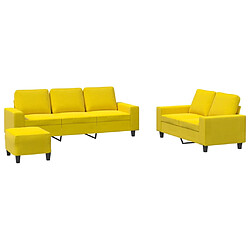 vidaXL Ensemble de canapés 3 pcs jaune clair tissu