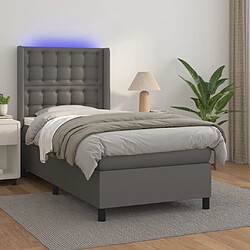 Sommier à lattes et matelas LED,Cadre à lattes de lit pour Adulte Gris 100x200 cm Similicuir -MN77636