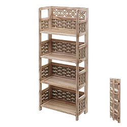 Decoshop26 Etagère sur pied pliable 4 niveaux de rangement hauteur 110 cm polyrotin et MDF tresse marron 04_0006784