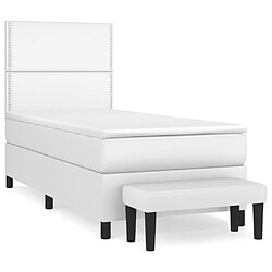 vidaXL Sommier à lattes de lit avec matelas Blanc 90x190 cm Similicuir