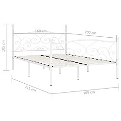 Acheter vidaXL Cadre de lit sans matelas avec sommier à lattes métal 160x200cm