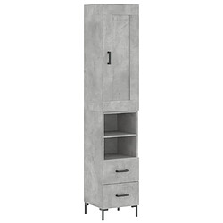 vidaXL Buffet haut Gris béton 34,5x34x180 cm Bois d'ingénierie