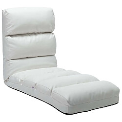 vidaXL Chaise pliable de sol Blanc Similicuir 