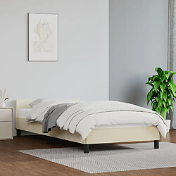 vidaXL Cadre de lit avec tête de lit sans matelas crème 90x190 cm