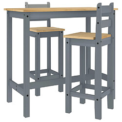 vidaXL Ensemble de bar 3 pcs Gris Bois de pin massif