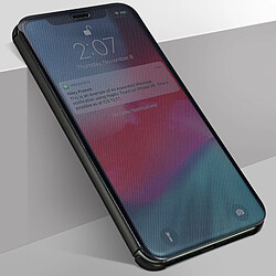 Avizar Étui iPhone 11 Pro Chromé Strié Clapet Translucide Rigide Fin Léger - noir