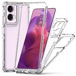 Htdmobiles Coque pour Motorola Moto G04 / G04s / G24 / G24 Power / E14 - housse etui silicone gel fine 360 integrale (avant et arriere) + film ecran - TRANSPARENT