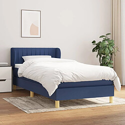 Maison Chic Structures de lit + matelas,Lit à sommier tapissier avec matelas Bleu 100x200 cm Tissu -MN66726