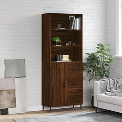 vidaXL Buffet haut Chêne marron 69,5x34x180 cm Bois d'ingénierie