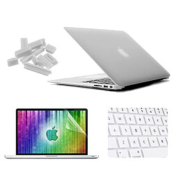 Wewoo Housse Étui blanc pour MacBook Air 13,3 pouces 4 en 1 Coque de protection en plastique dur givré avec protecteur d'écran et protège-clavier bouchons anti-poussière