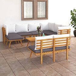 Maison Chic Salon de jardin 9 pcs + coussins - Mobilier/Meubles de jardin - Table et chaises d'extérieur Bois d'acacia solide -MN13093